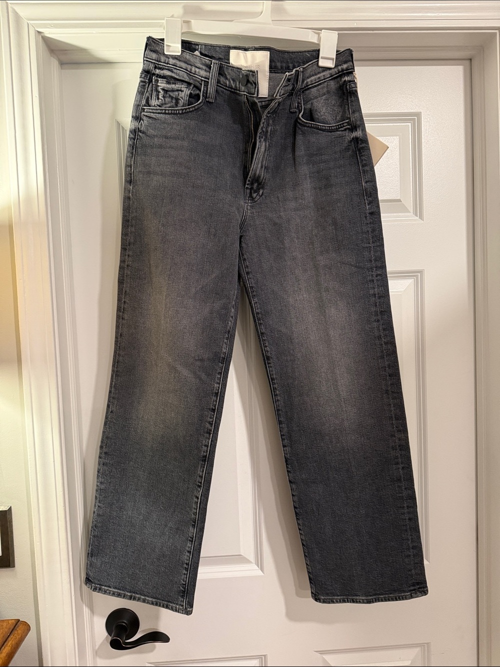 MOTHER Outta Sight Gray Rambler Zip Flood Ankle Wide Leg Jeans Size 29 NEW Tags